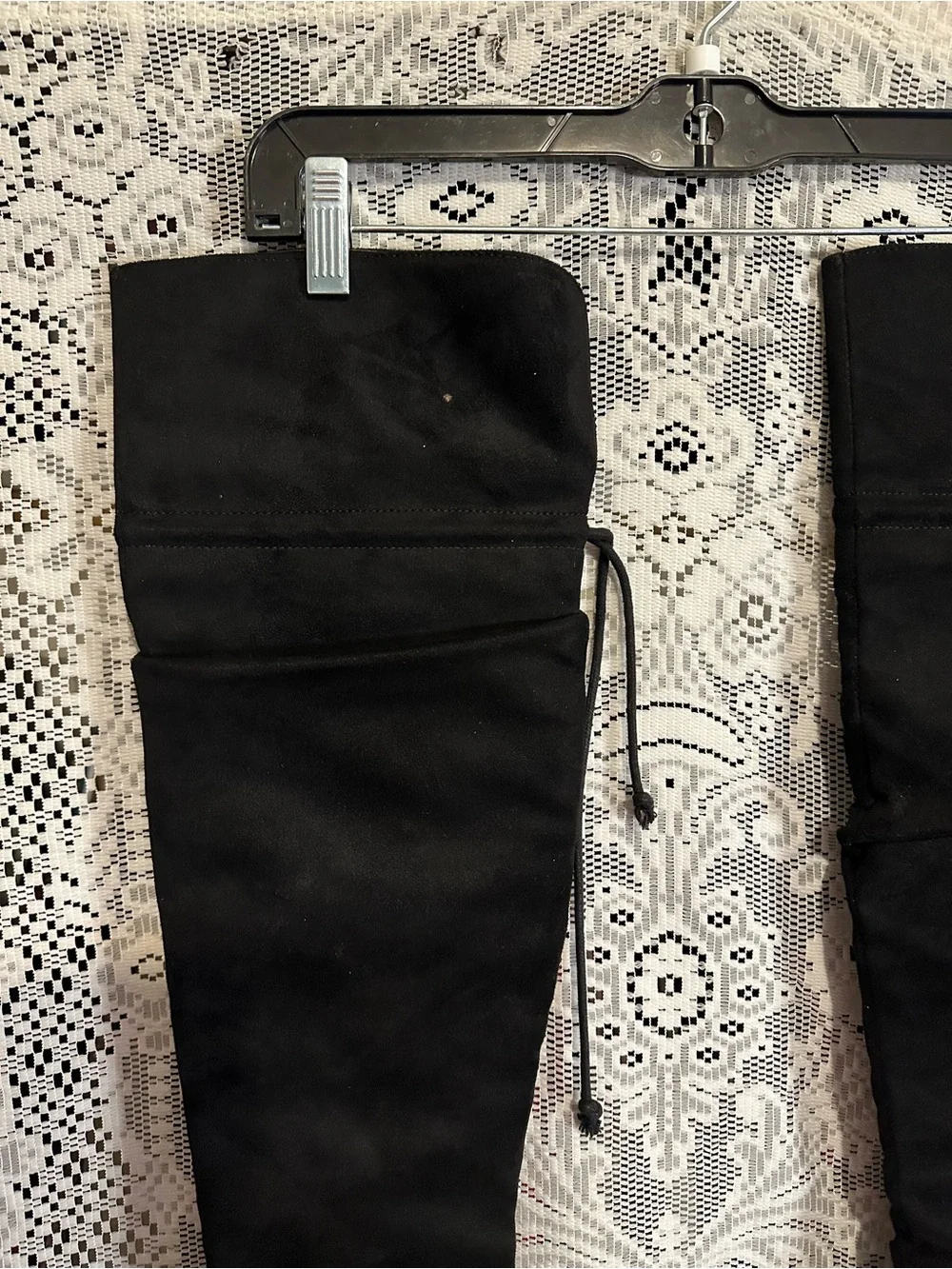 Black Over-the-Knee Women's Boots - Suede-Look Tall Boot